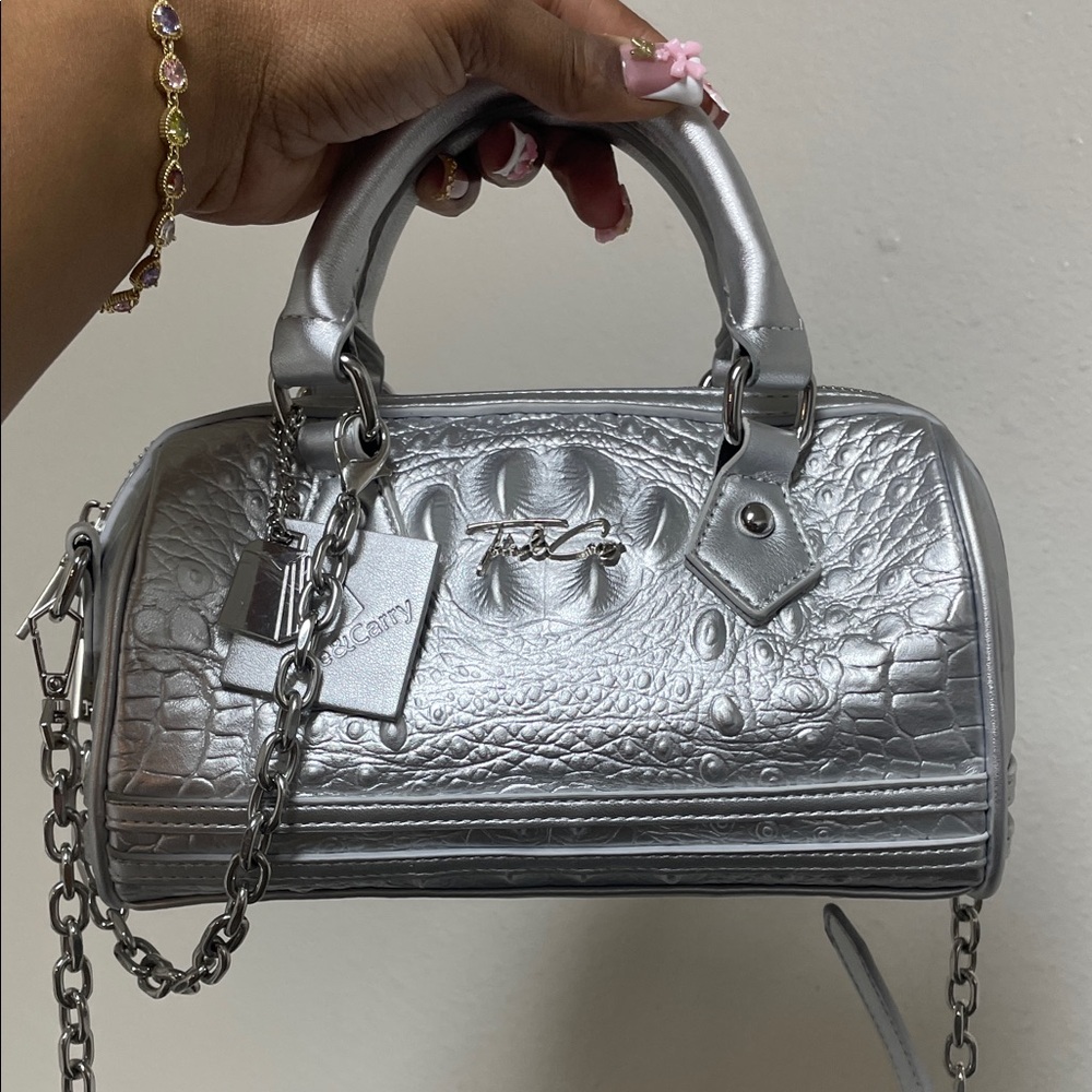 Elegant Silver Embossed Mini Bag